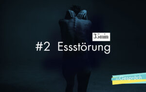 Abgemagerter Mensch der Rücken zukehrt als Titelbild für das Gespräch Essstörung