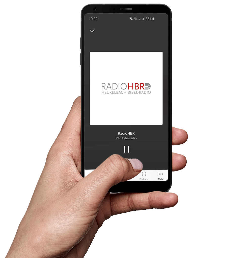 Hand mit Smartphone Radio HBR