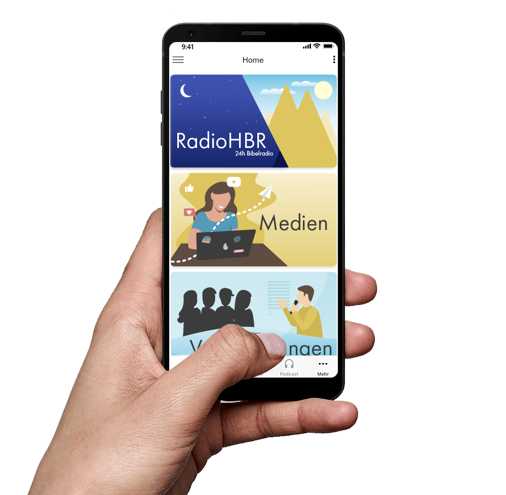 Hand mit Smartphone Heukelbach-App Startseite