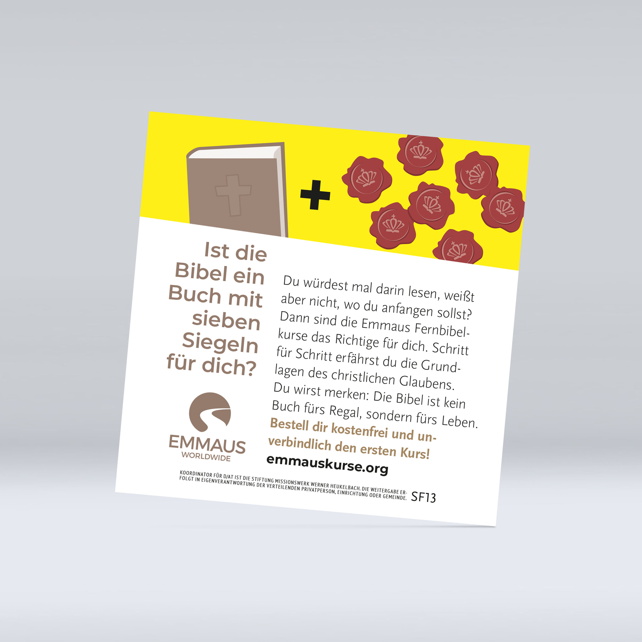 Werbeflyer Emmaus Bibelkurse „Voltaire“