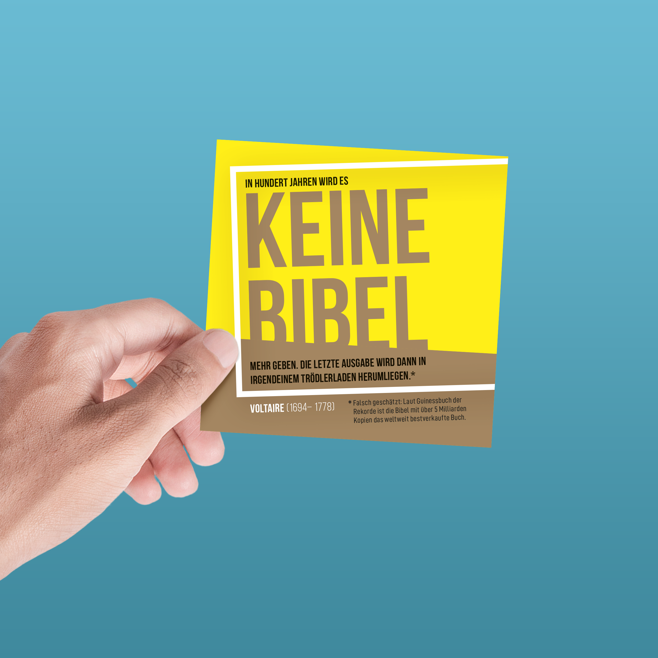 Werbeflyer Emmaus Bibelkurse „Voltaire“