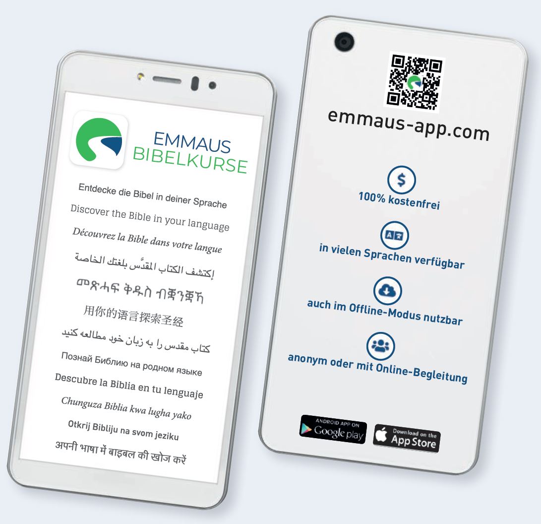 Werbeflyer EMMAUS Bibelkurs-App